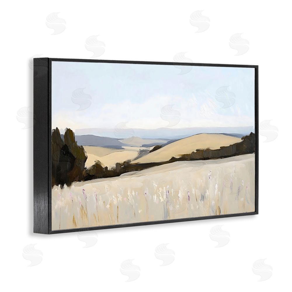 Franklyn Gregory Rolling White Fields Black Framed Giclee Wall Art Print
