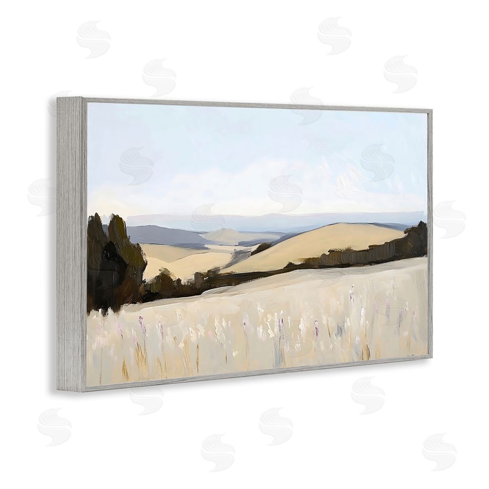 Franklyn Gregory Rolling White Fields Gray Framed Giclee Wall Art Print