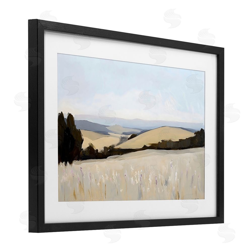 Franklyn Gregory Rolling White Fields Black Framed Print Under Glass with White Mat Wall Art