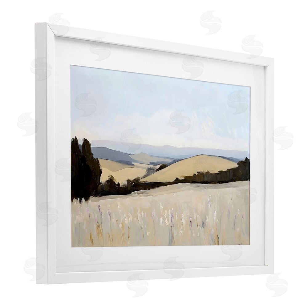 Franklyn Gregory Rolling White Fields White Framed Print Under Glass with Mat Wall Art