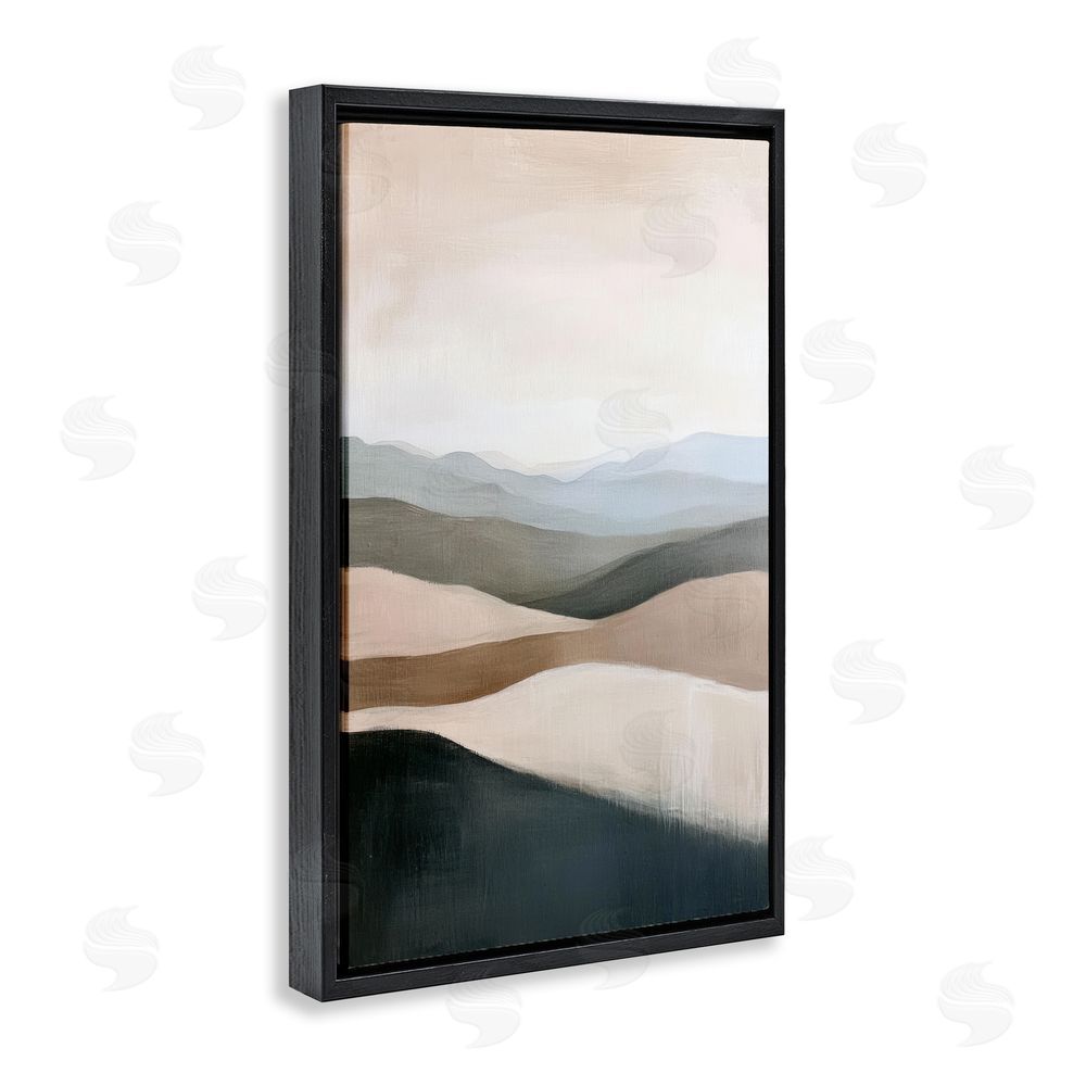 Petal Prints Design Desert Dunes Layered Hills Black Floating Frame Canvas Wall Art Print