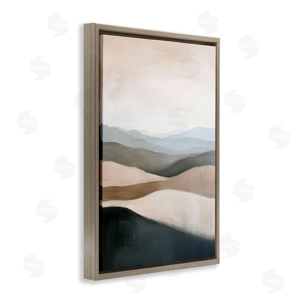 Petal Prints Design Desert Dunes Layered Hills Brown Floating Frame Canvas Wall Art Print
