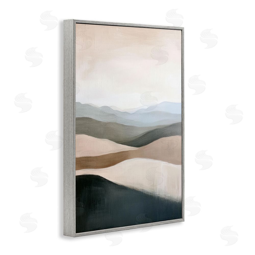 Petal Prints Design Desert Dunes Layered Hills Gray Framed Giclee Wall Art Print