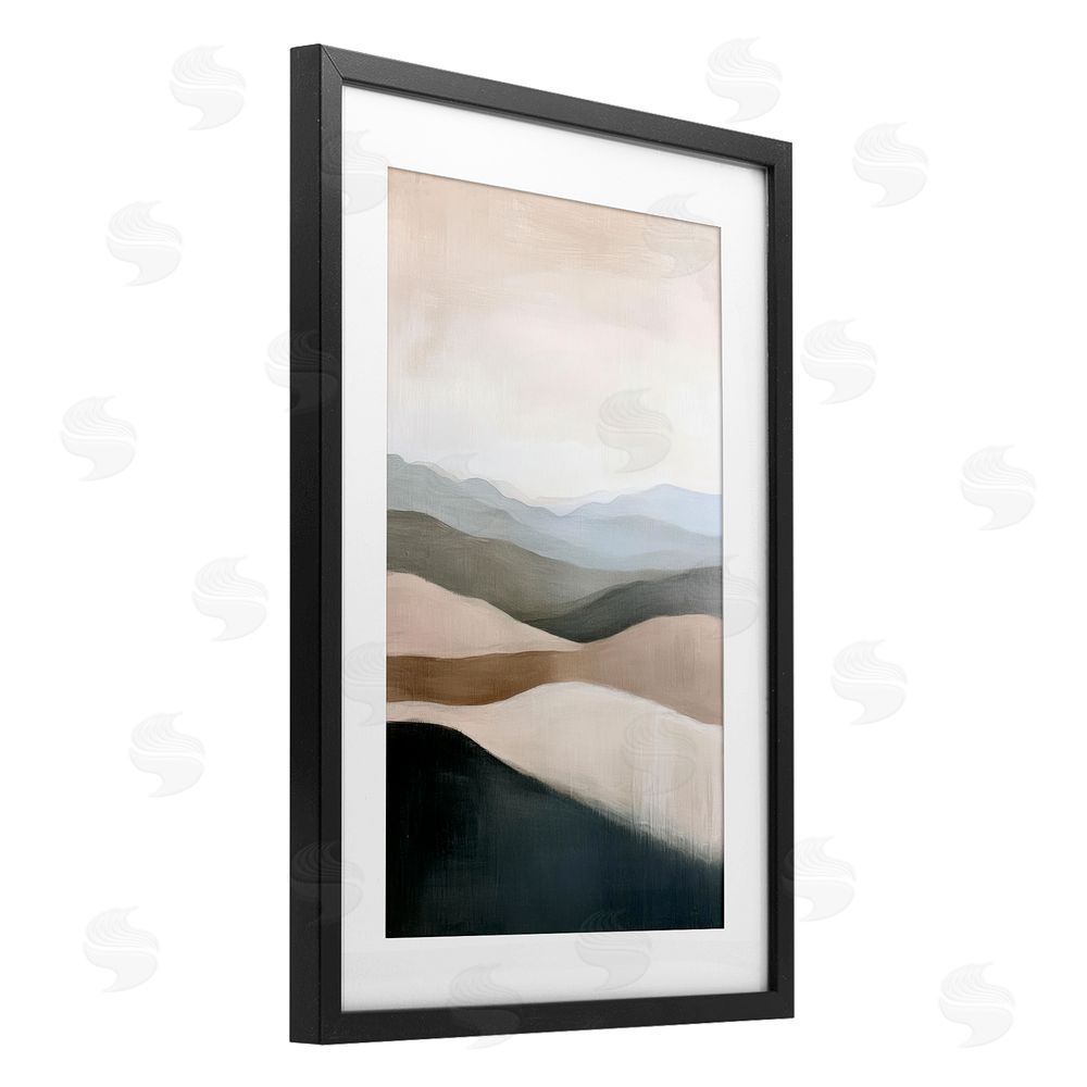 Petal Prints Design Desert Dunes Layered Hills Black Framed Print Under Glass with White Mat Wall Art