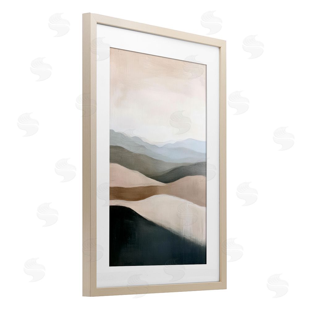 Petal Prints Design Desert Dunes Layered Hills Birch Framed Print Under Glass with White Mat Wall Art