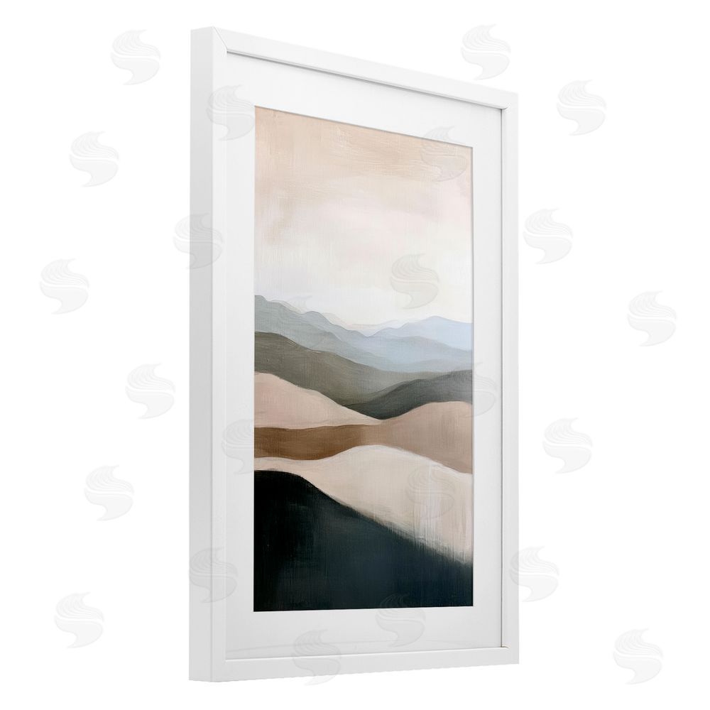 Petal Prints Design Desert Dunes Layered Hills White Framed Print Under Glass with Mat Wall Art