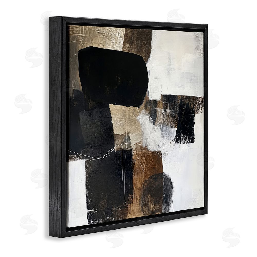 Petal Prints Design Earthly Hues Abstract Design Black Floating Frame Canvas Wall Art Print