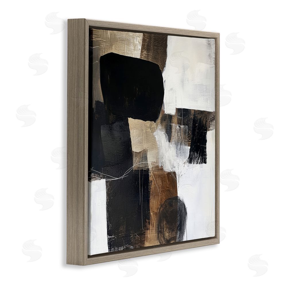 Petal Prints Design Earthly Hues Abstract Design Brown Floating Frame Canvas Wall Art Print
