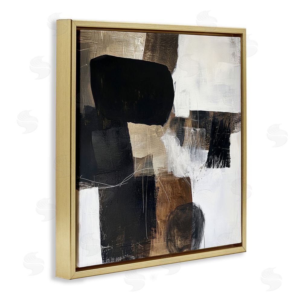 Petal Prints Design Earthly Hues Abstract Design Gold Floating Frame Canvas Wall Art Print