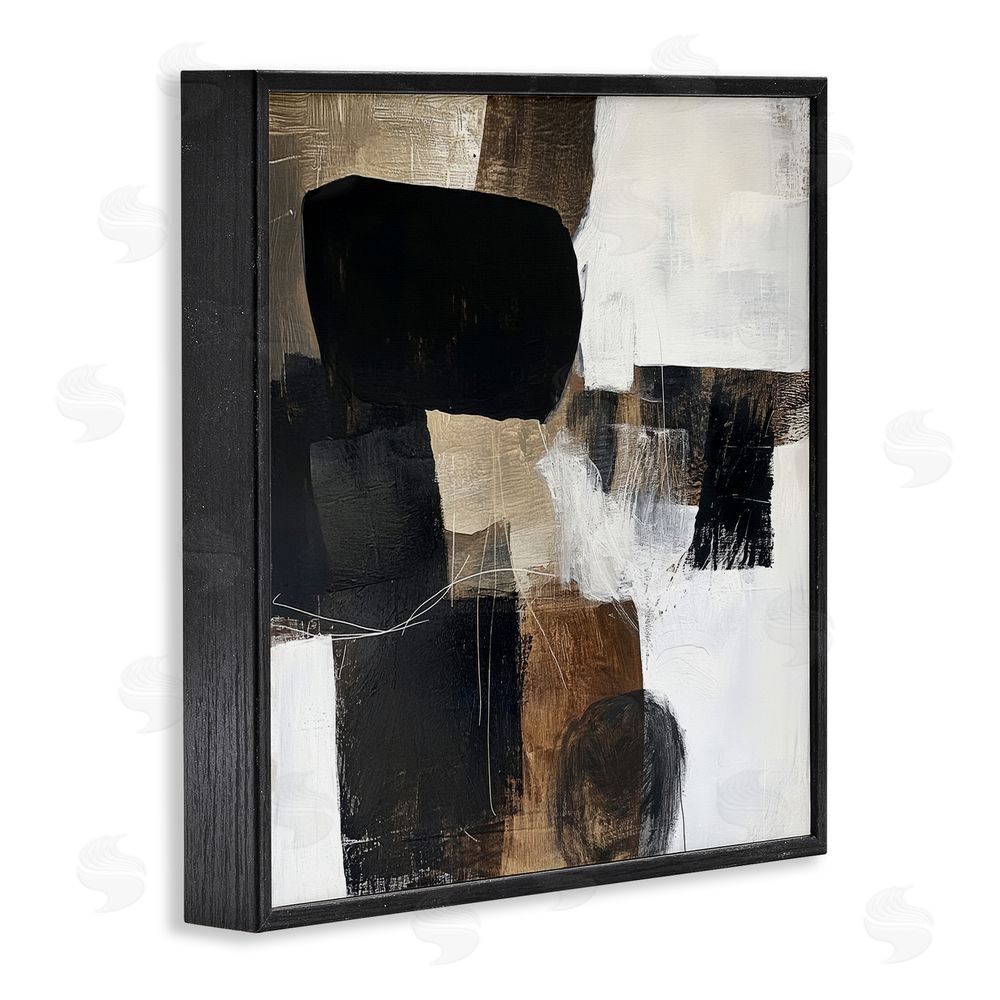 Petal Prints Design Earthly Hues Abstract Design Black Framed Giclee Wall Art Print