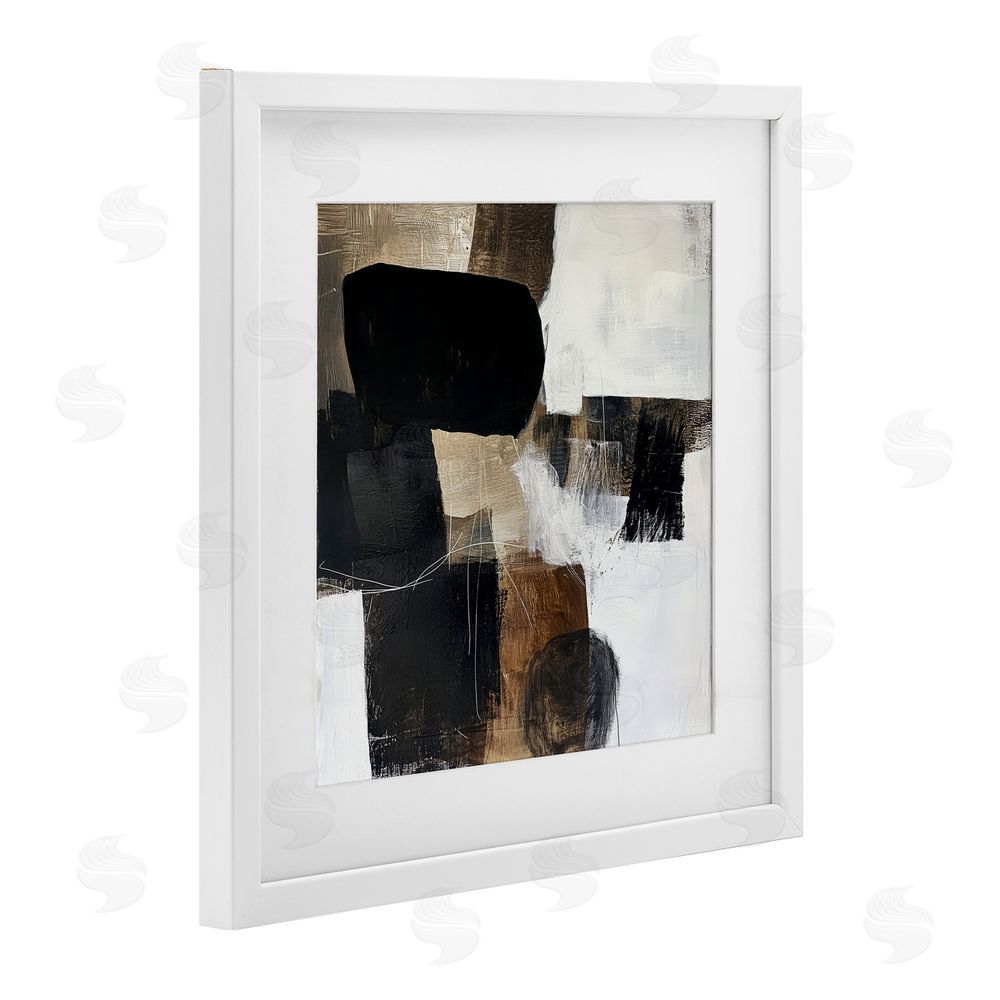 Petal Prints Design Earthly Hues Abstract Design White Framed Print Under Glass with Mat Wall Art