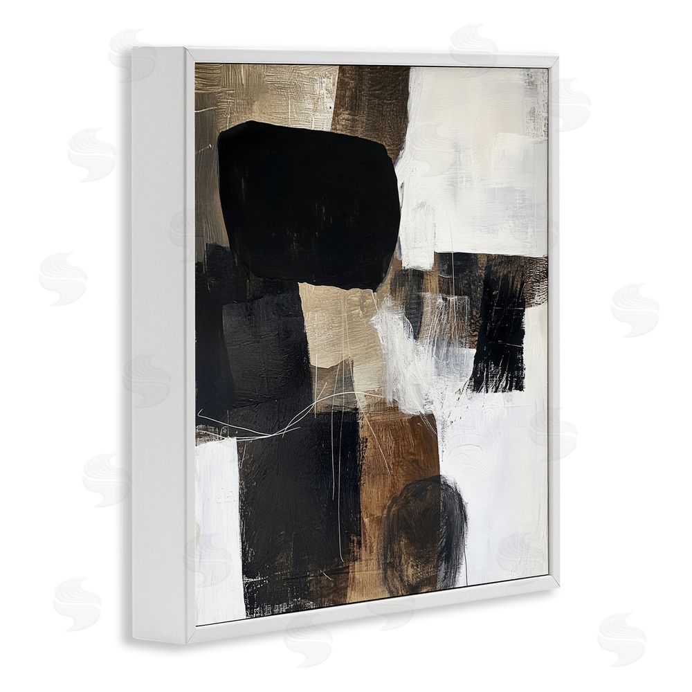 Petal Prints Design Earthly Hues Abstract Design White Framed Giclee Wall Art Print