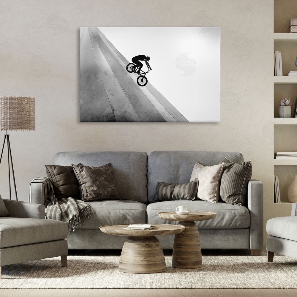 Sisi and Seb Black and White Biker Canvas Art on Wall