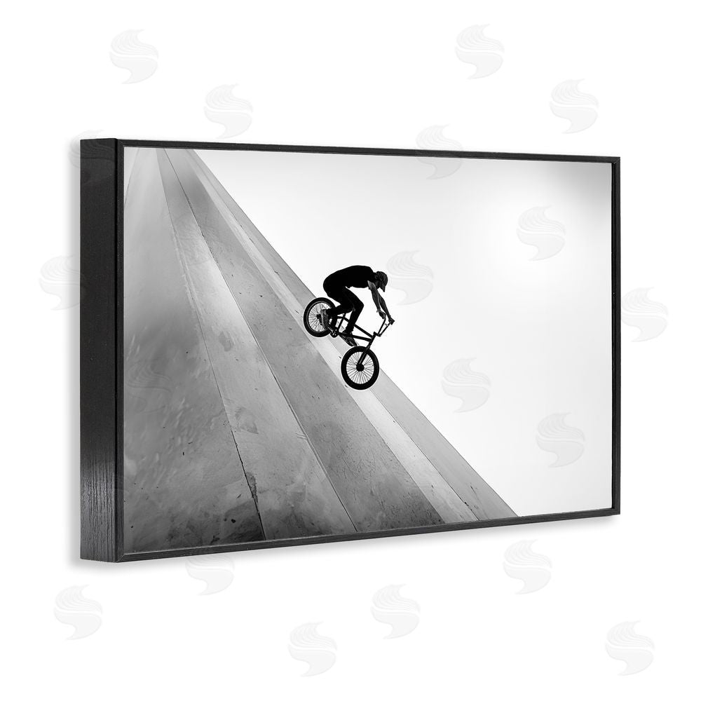 Sisi and Seb Black and White Biker Black Framed Giclee Wall Art Print