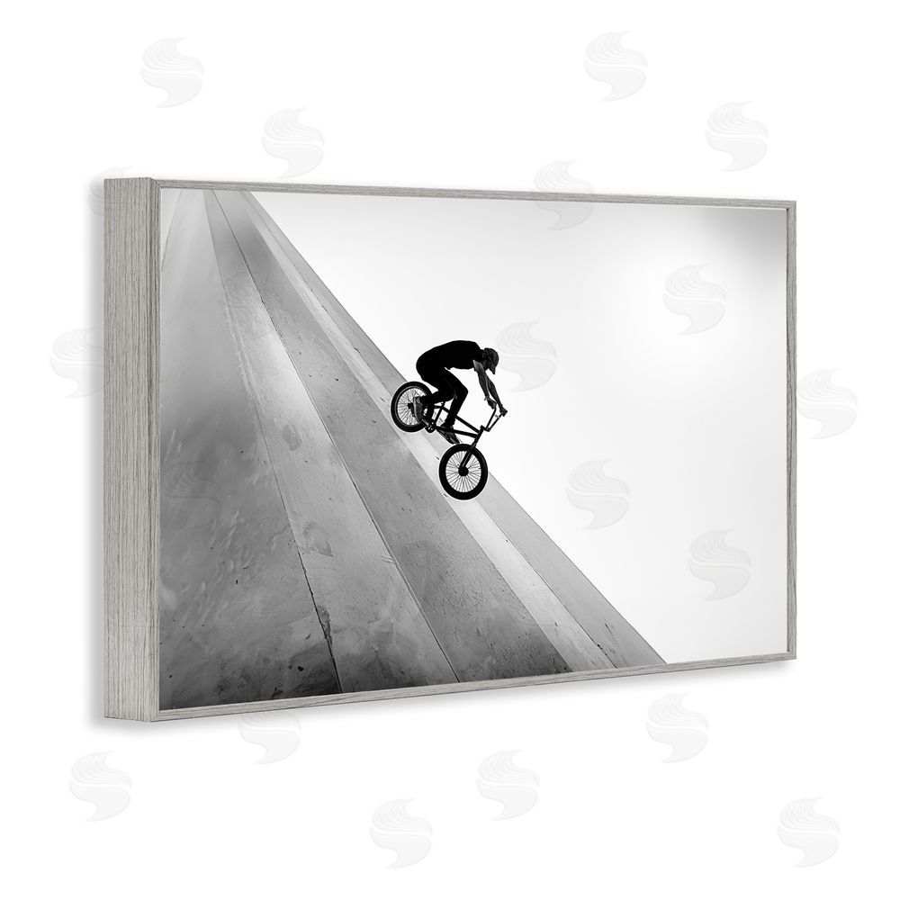 Sisi and Seb Black and White Biker Gray Framed Giclee Wall Art Print