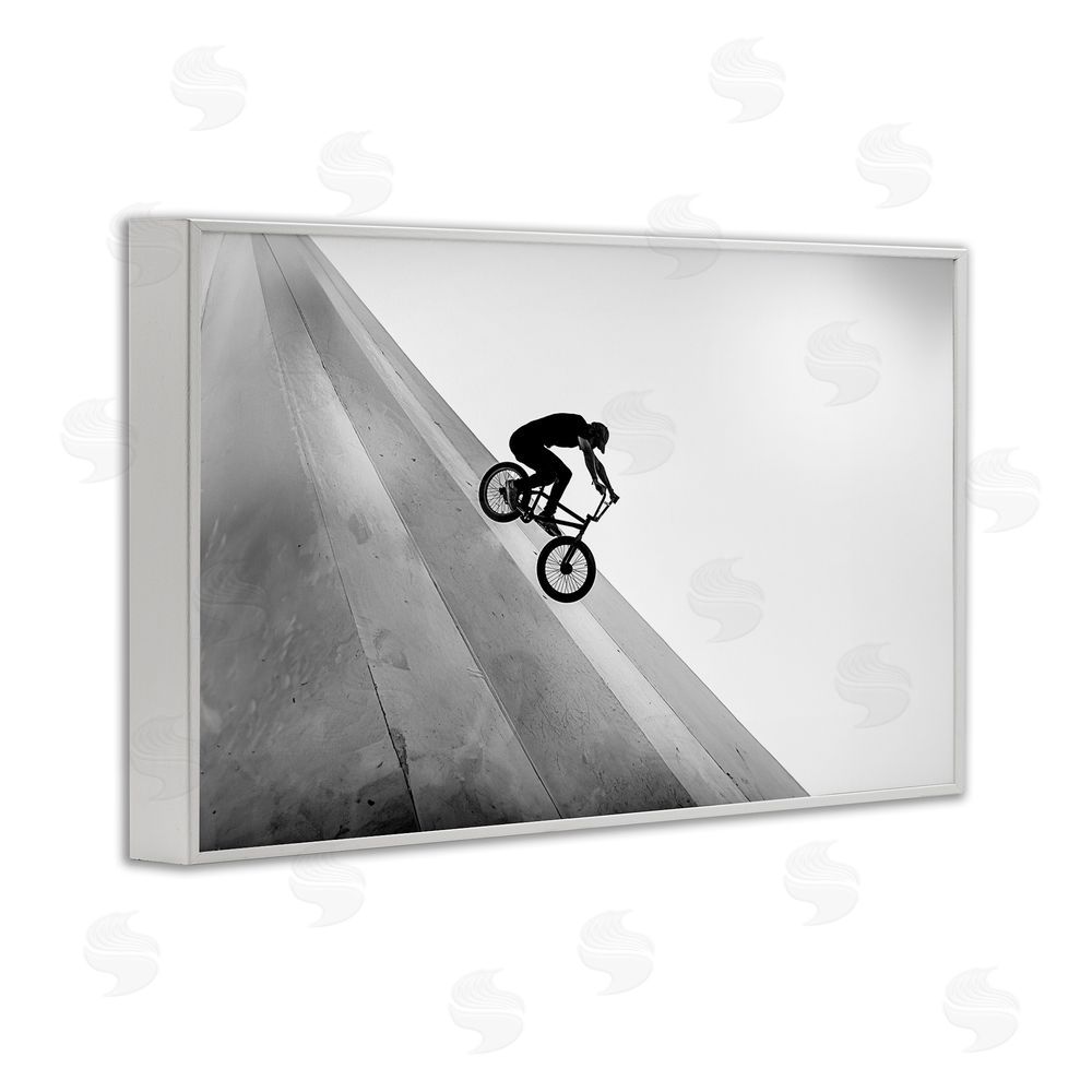 Sisi and Seb Black and White Biker White Framed Giclee Wall Art Print