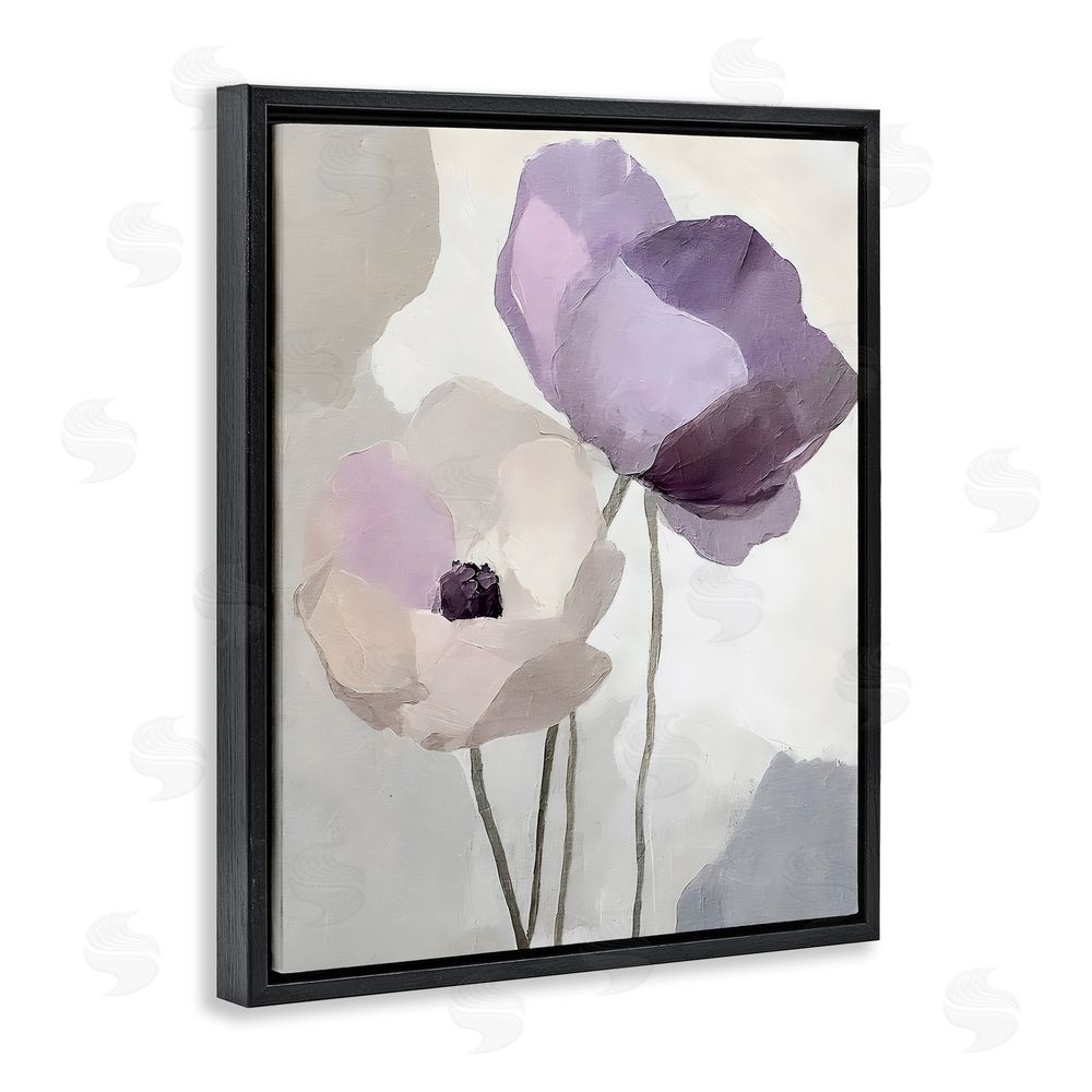 Riley B Lavender Haze Floral Pair Black Floating Frame Canvas Wall Art Print
