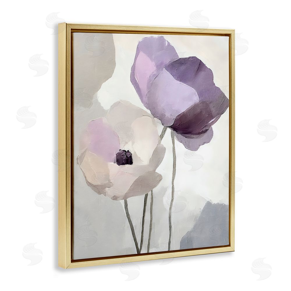 Riley B Lavender Haze Floral Pair Gold Floating Frame Canvas Wall Art Print