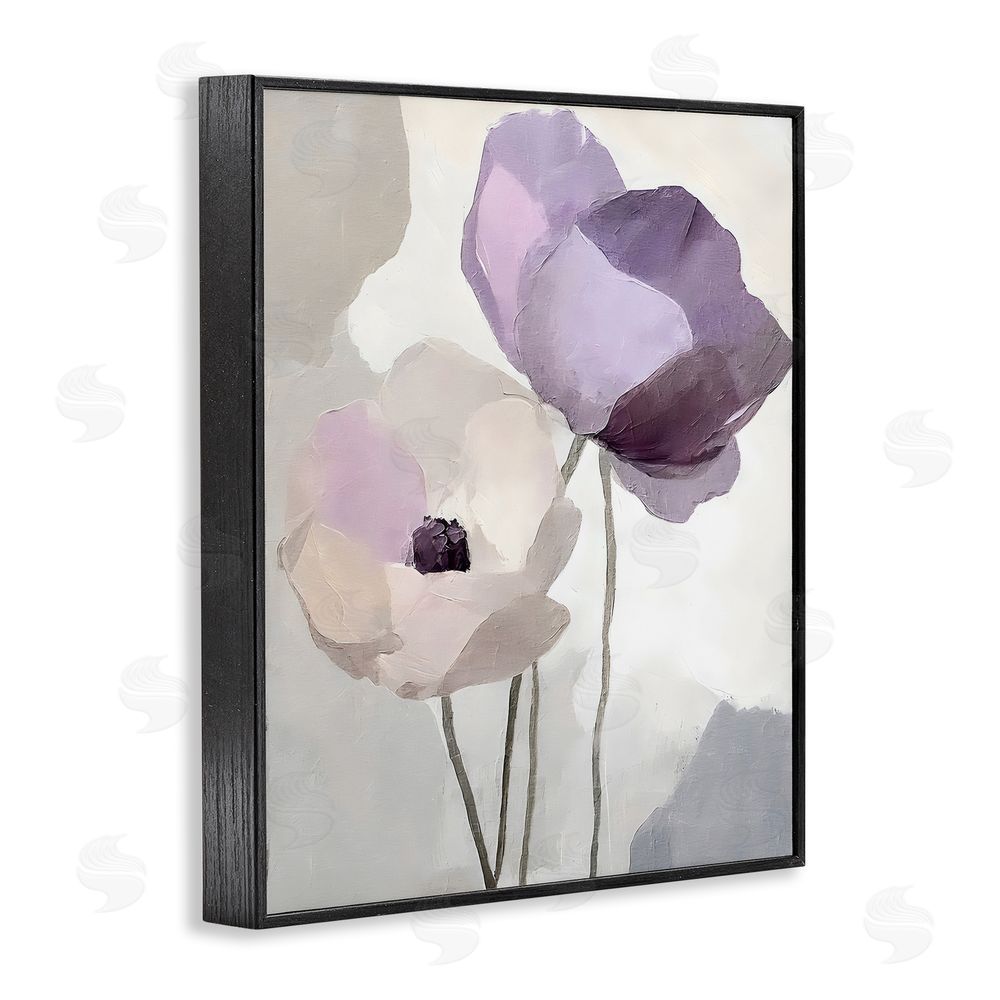 Riley B Lavender Haze Floral Pair Black Framed Giclee Wall Art Print