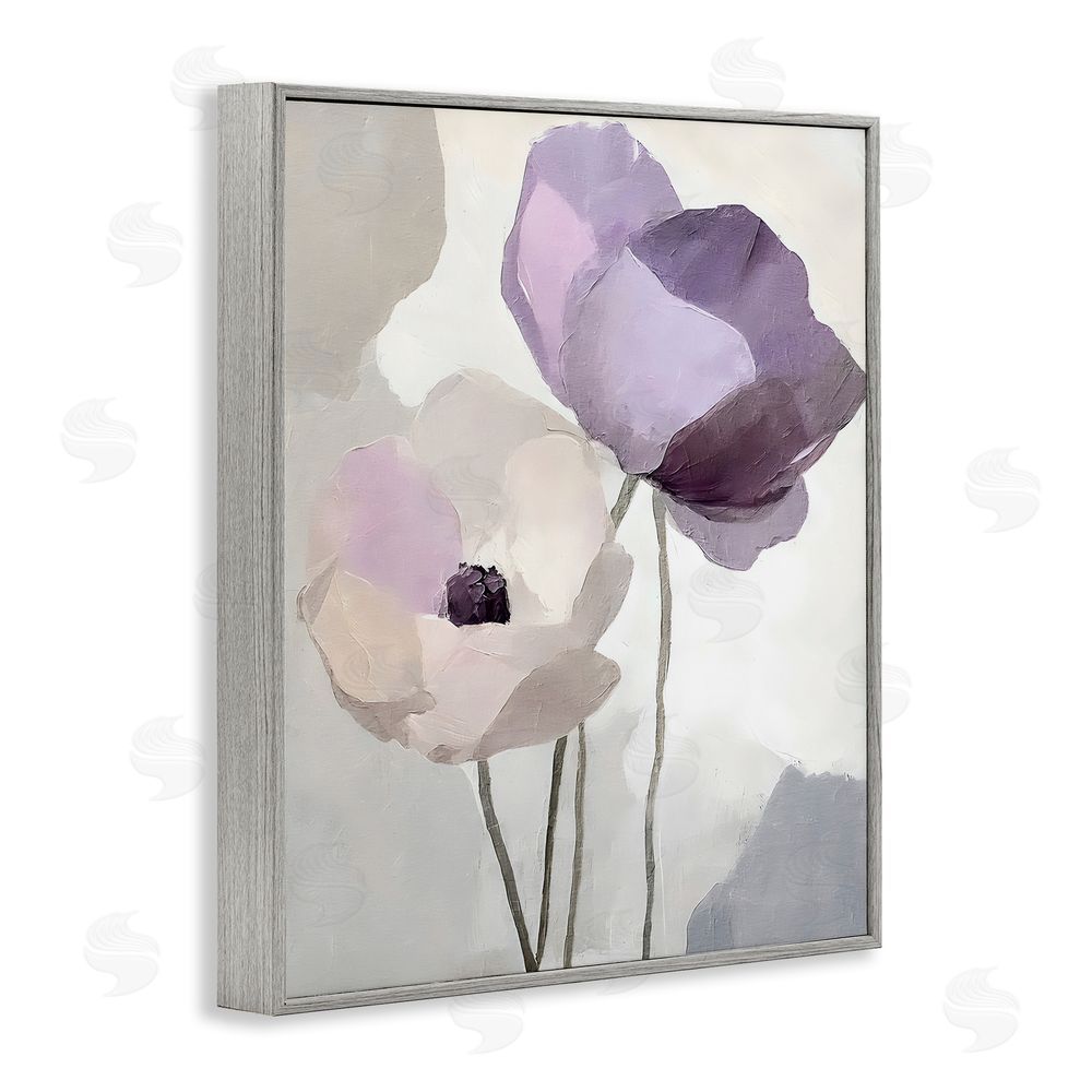 Riley B Lavender Haze Floral Pair Gray Framed Giclee Wall Art Print