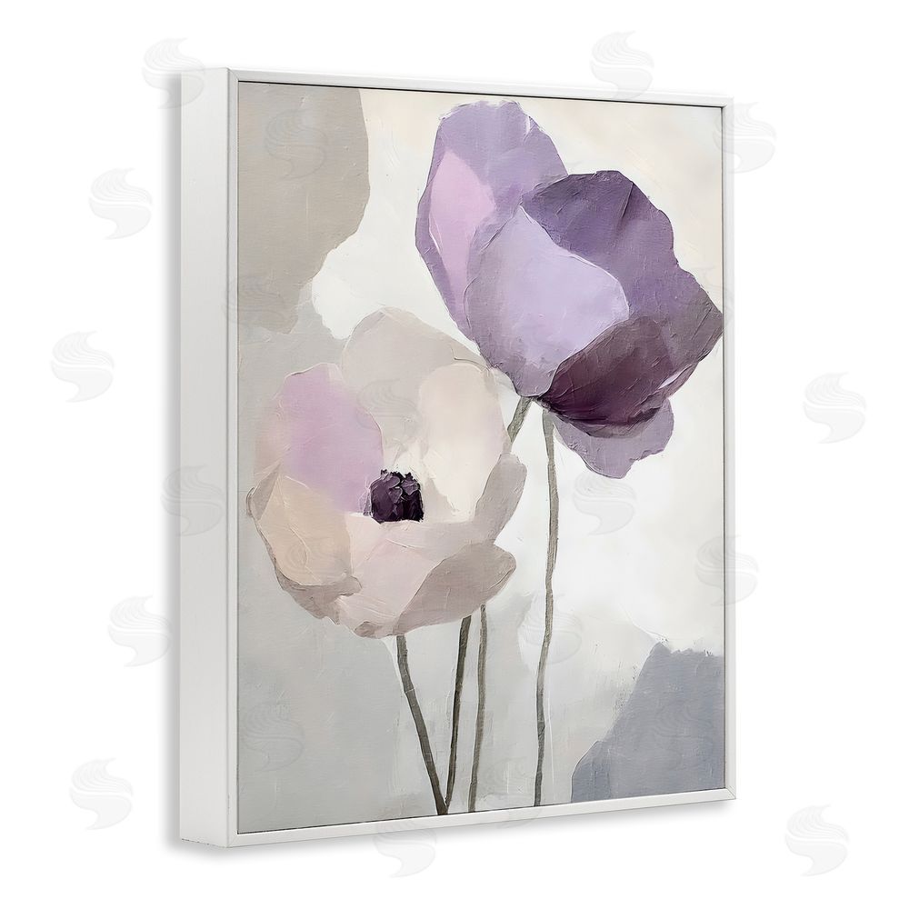Riley B Lavender Haze Floral Pair White Framed Giclee Wall Art Print