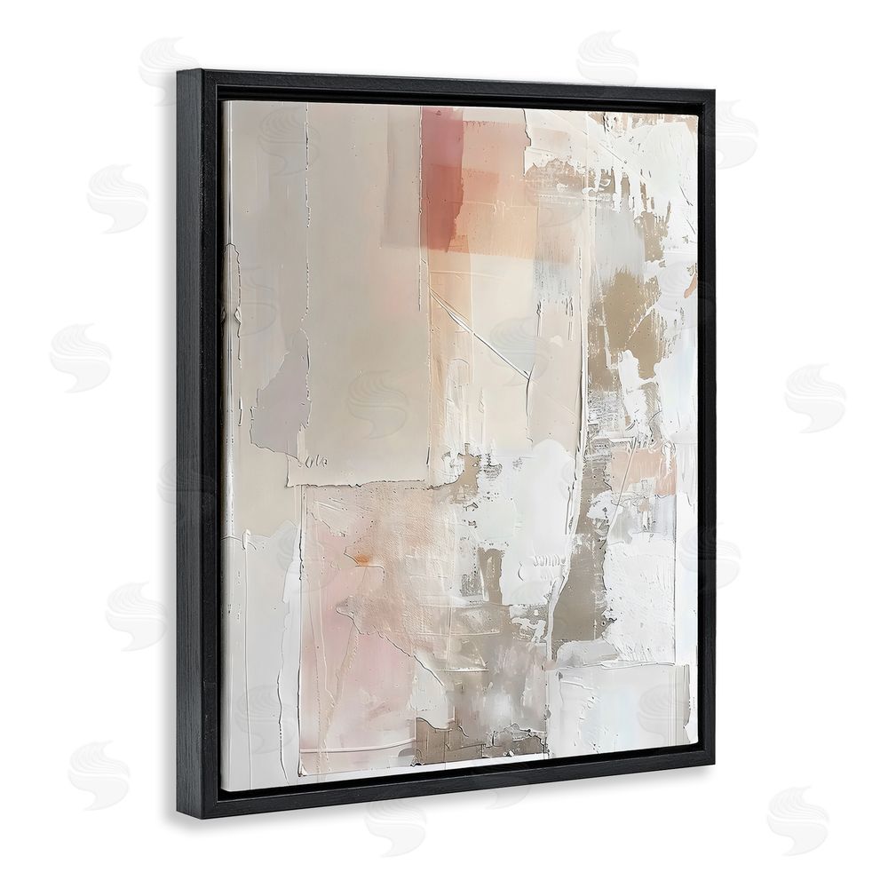 Riley B Brushed Abstract Subtle Tones Black Floating Frame Canvas Wall Art Print