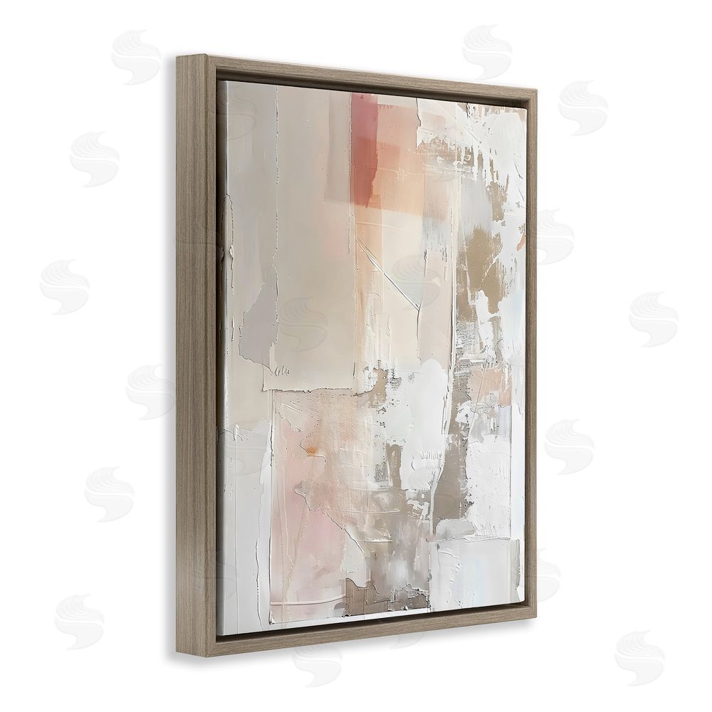 Riley B Brushed Abstract Subtle Tones Brown Floating Frame Canvas Wall Art Print