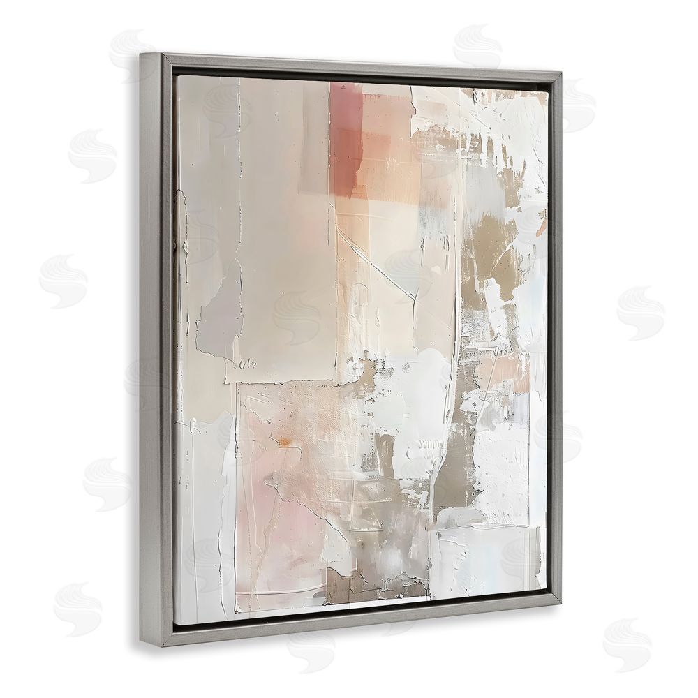 Riley B Brushed Abstract Subtle Tones Gray Floating Frame Canvas Wall Art Print