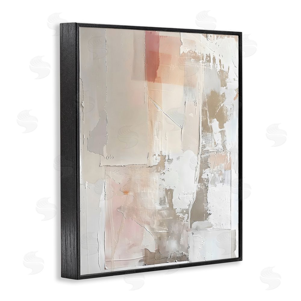 Riley B Brushed Abstract Subtle Tones Black Framed Giclee Wall Art Print