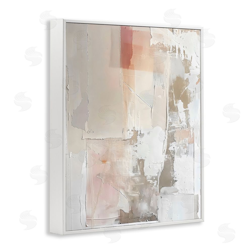 Riley B Brushed Abstract Subtle Tones White Framed Giclee Wall Art Print