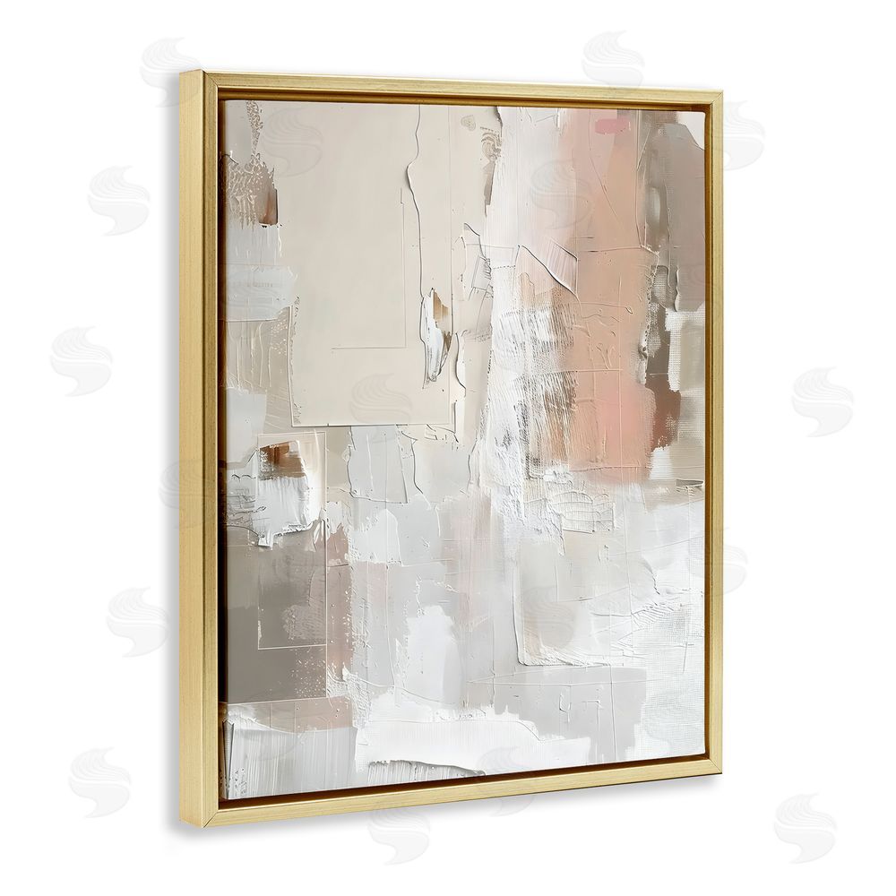 Riley B Blush & Neutrals Abstract Gold Floating Frame Canvas Wall Art Print