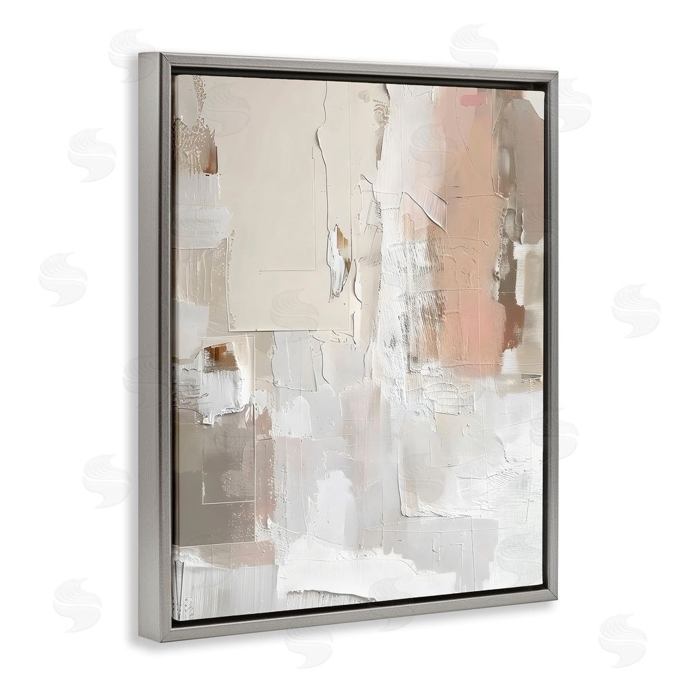 Riley B Blush & Neutrals Abstract Gray Floating Frame Canvas Wall Art Print
