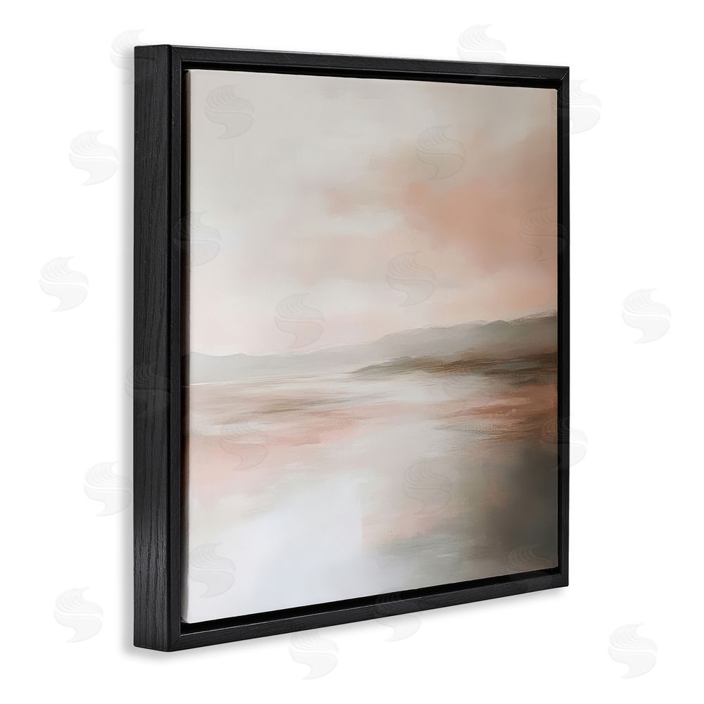 Petal Prints Design Muted Landscape Abstract Coast Black Floating Frame Canvas Wall Art Print