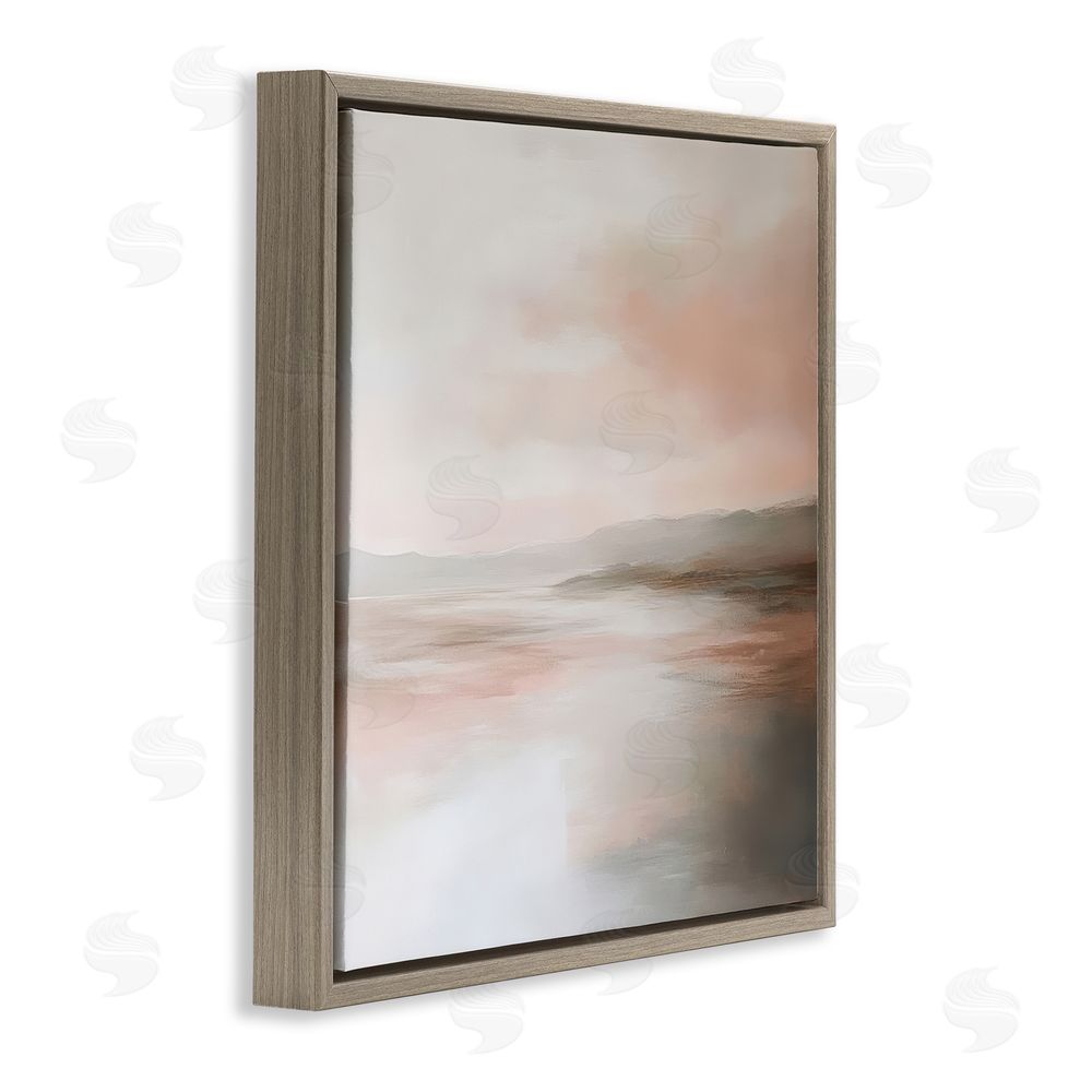 Petal Prints Design Muted Landscape Abstract Coast Brown Floating Frame Canvas Wall Art Print