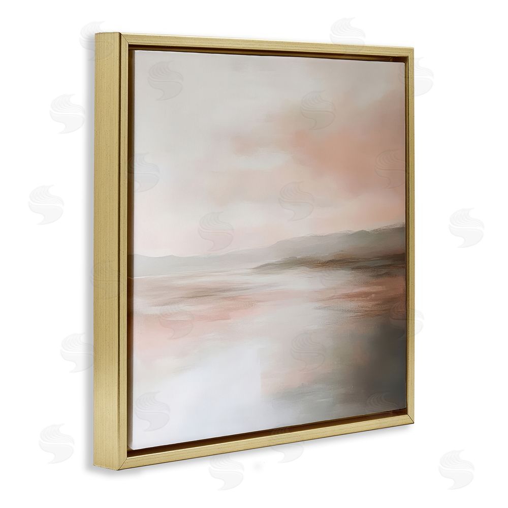 Petal Prints Design Muted Landscape Abstract Coast Gold Floating Frame Canvas Wall Art Print