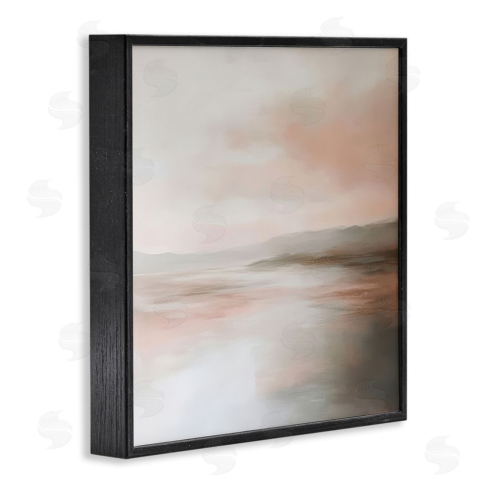 Petal Prints Design Muted Landscape Abstract Coast Black Framed Giclee Wall Art Print