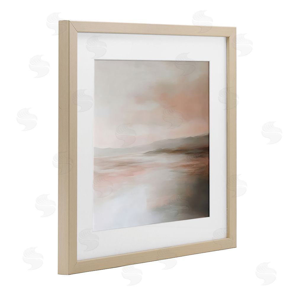 Petal Prints Design Muted Landscape Abstract Coast Birch Framed Print Under Glass with White Mat Wall Art