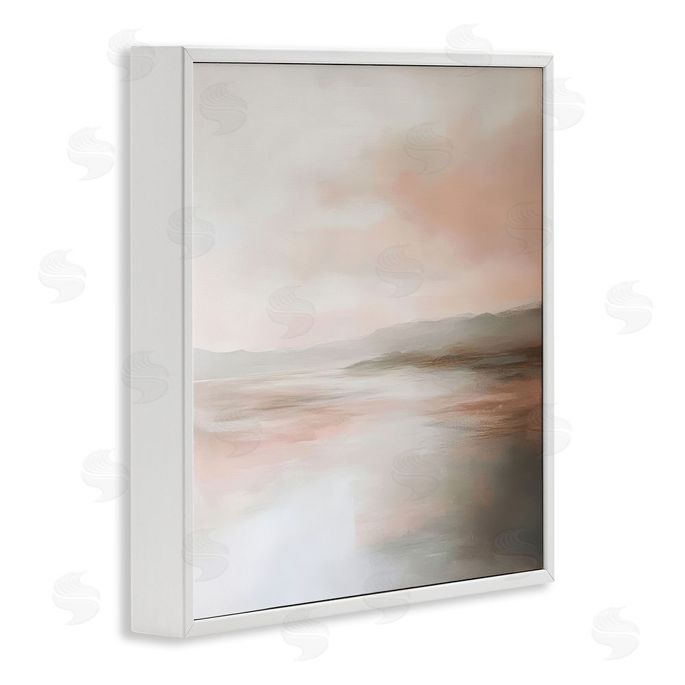 Petal Prints Design Muted Landscape Abstract Coast White Framed Giclee Wall Art Print