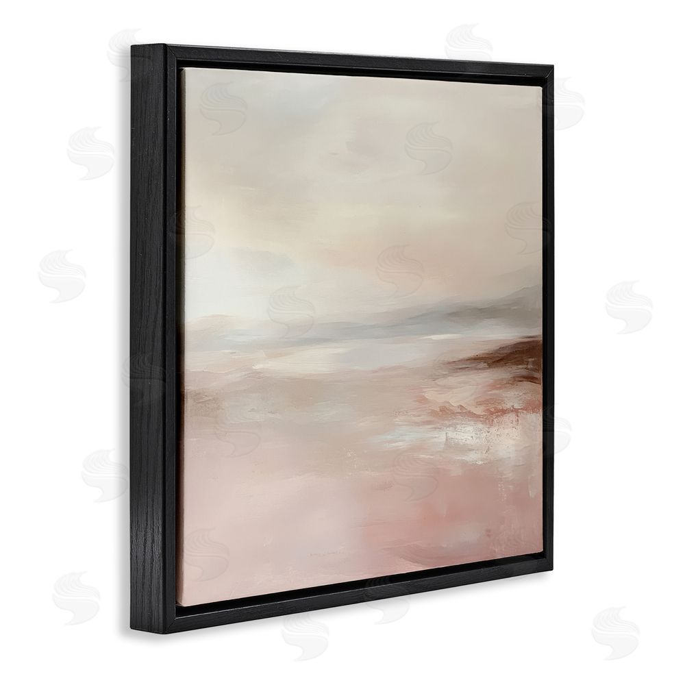 Petal Prints Design Muted Landscape Pink Tides Black Floating Frame Canvas Wall Art Print