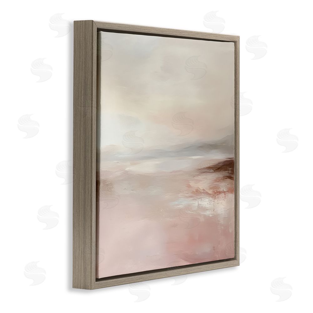 Petal Prints Design Muted Landscape Pink Tides Brown Floating Frame Canvas Wall Art Print