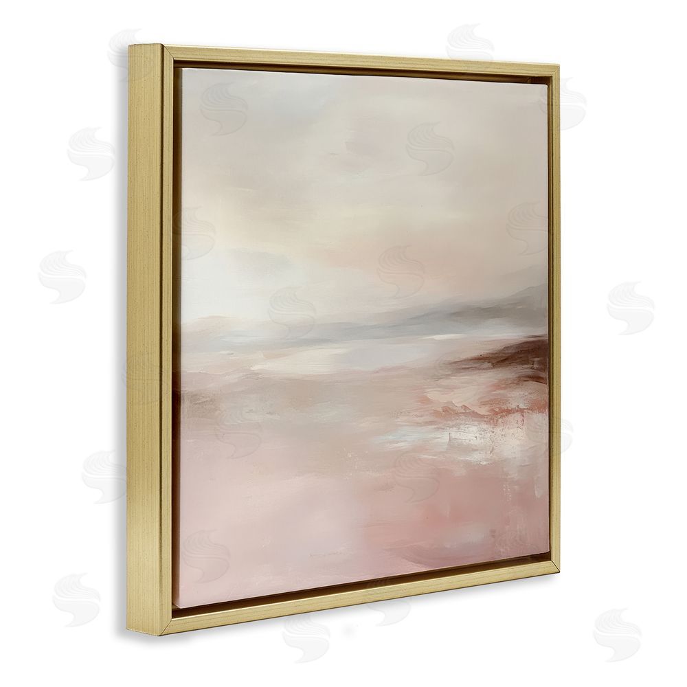 Petal Prints Design Muted Landscape Pink Tides Gold Floating Frame Canvas Wall Art Print