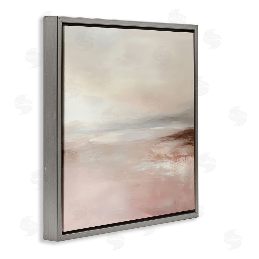 Petal Prints Design Muted Landscape Pink Tides Gray Floating Frame Canvas Wall Art Print
