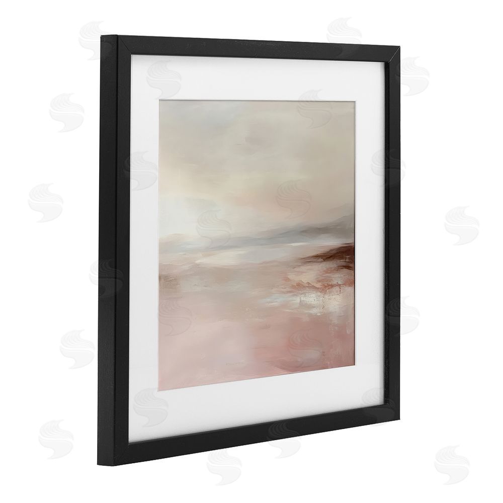 Petal Prints Design Muted Landscape Pink Tides Black Framed Print Under Glass with White Mat Wall Art