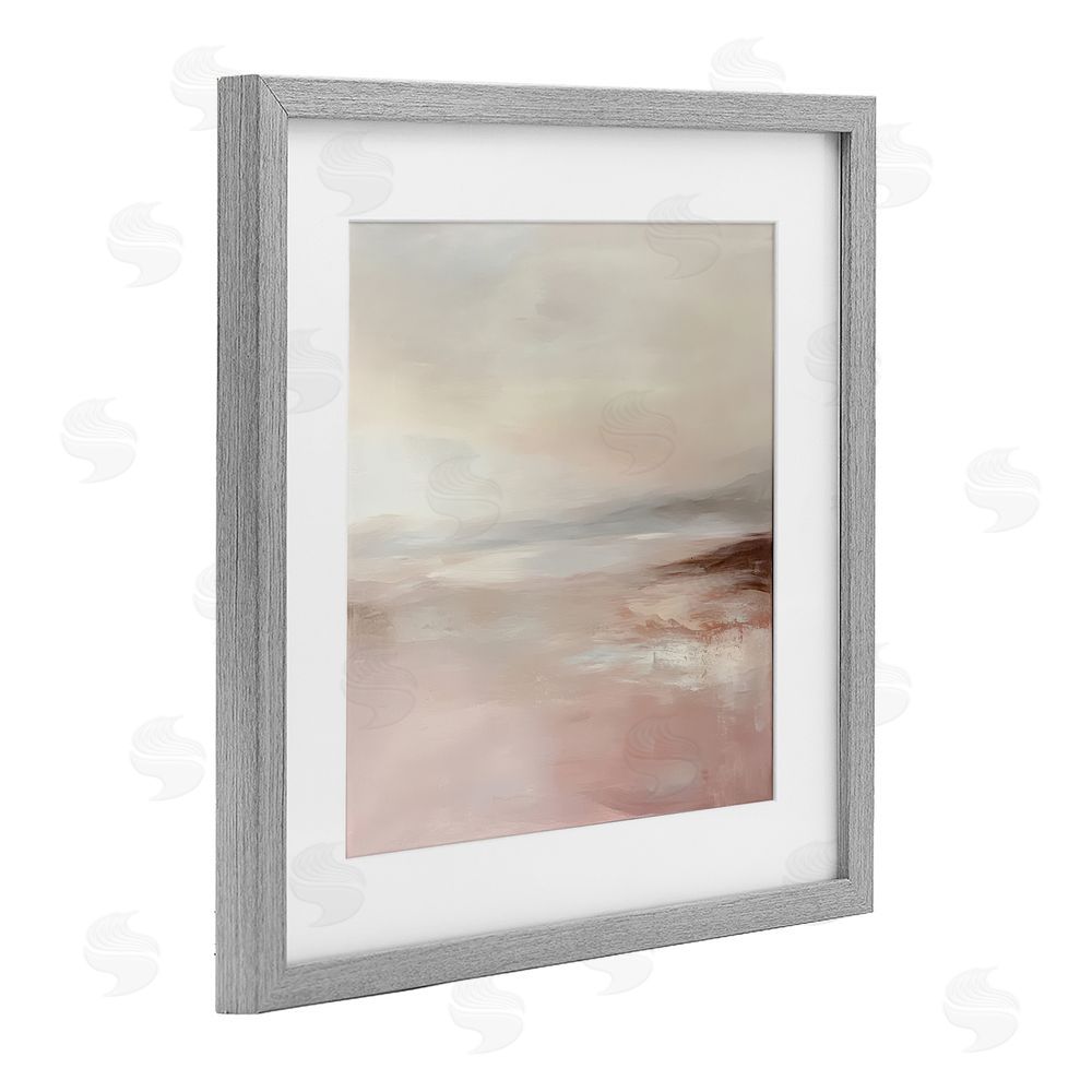 Petal Prints Design Muted Landscape Pink Tides Gray Framed Print Under Glass with White Mat Wall Art
