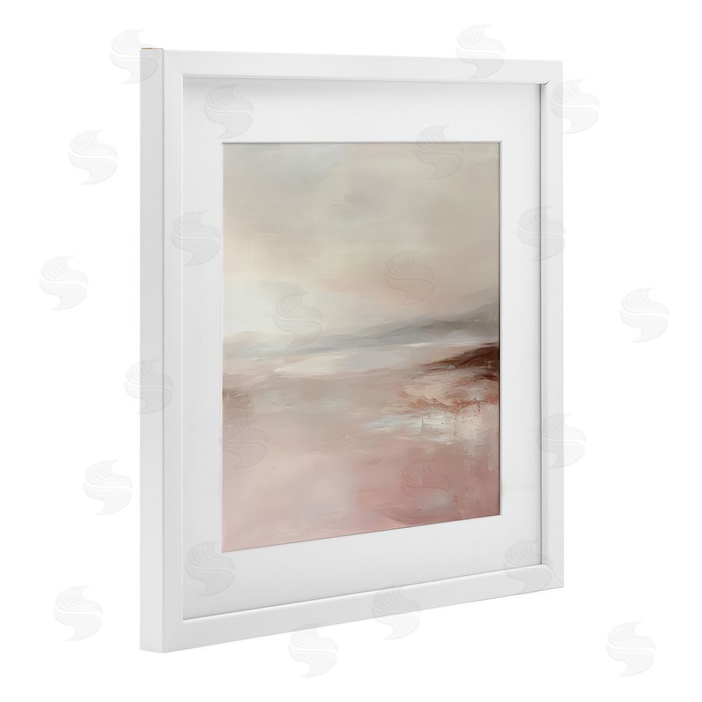 Petal Prints Design Muted Landscape Pink Tides White Framed Print Under Glass with Mat Wall Art