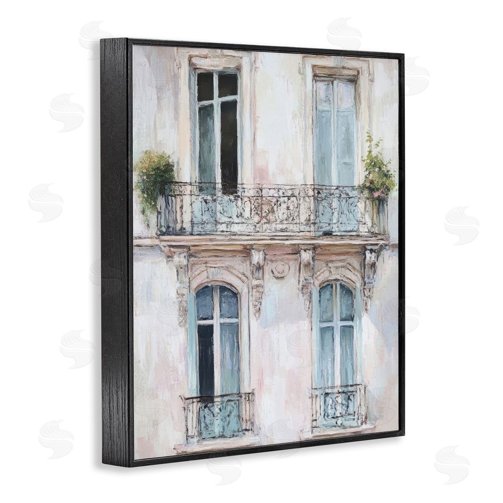 Petal Prints Design Blue Windows on City Buildings Black Framed Giclee Wall Art Print