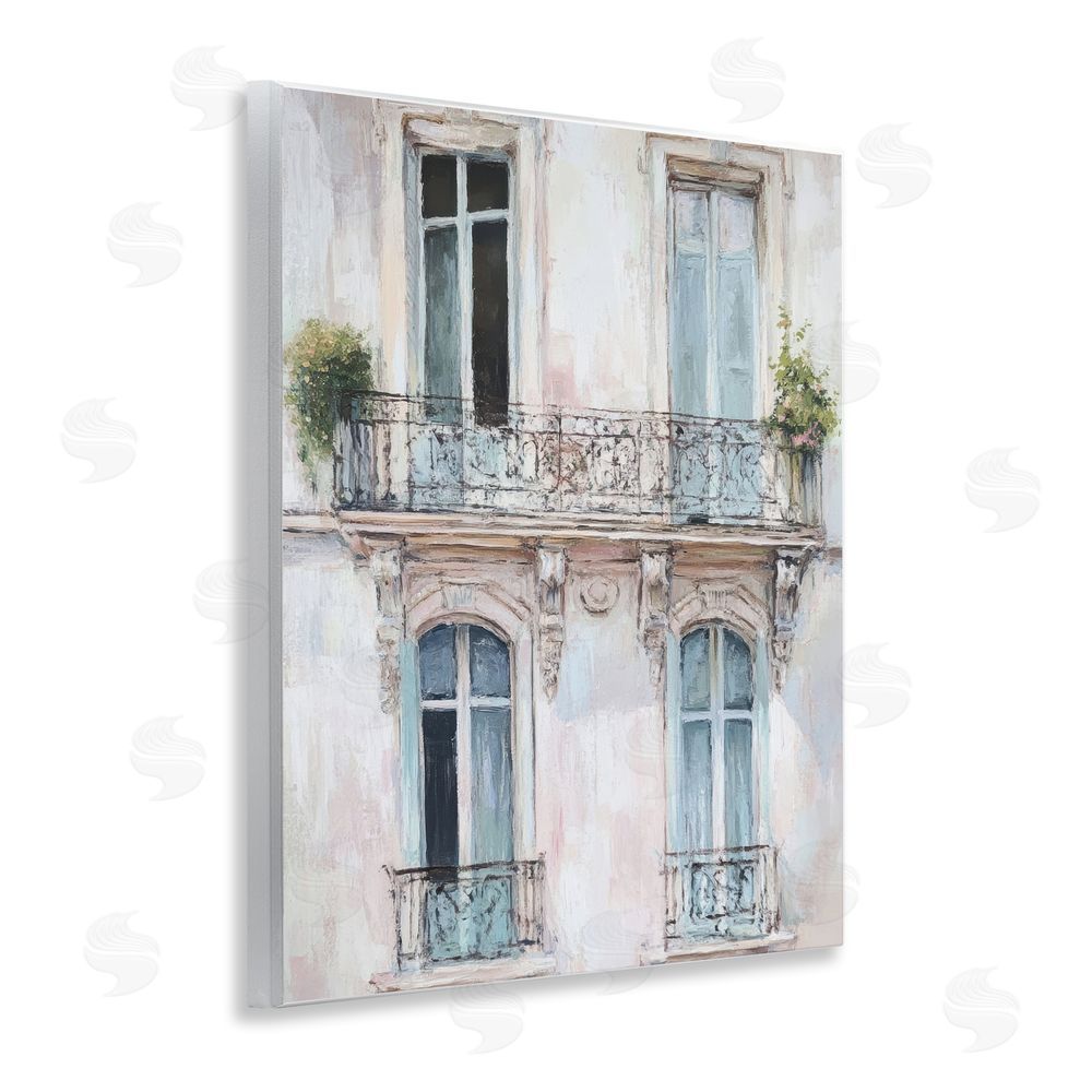 Petal Prints Design Blue Windows on City Buildings Wall Plaque Art Print