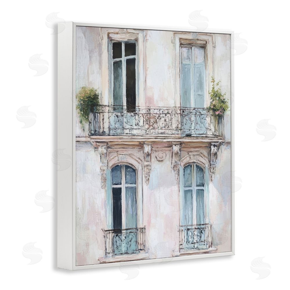Petal Prints Design Blue Windows on City Buildings White Framed Giclee Wall Art Print