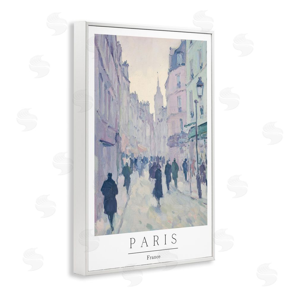 Petal Prints Design Vintage Blue Paris Streets White Framed Giclee Wall Art Print