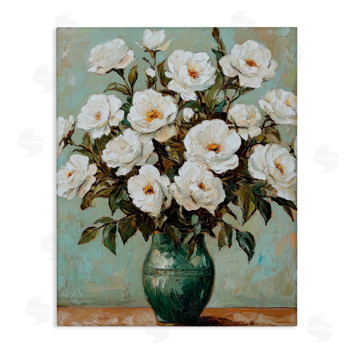Petal Prints Design Traditional White Floral Arrangement Canvas Wall Art Print